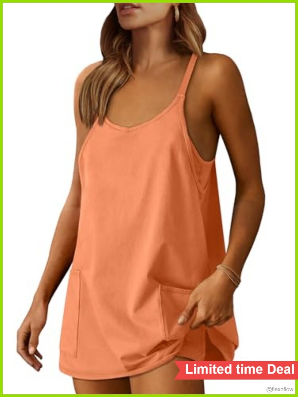 Women Athletic Dress Built in Shorts V-Neck Sleeveless Mini Activewear